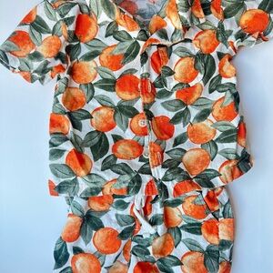 Orange & Green Citrus Print Two-Piece Set